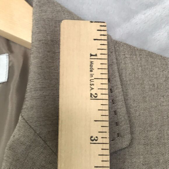 Tahari Blazer Womens 4 Tan 3 Button Closure Zipper Pockets Brown Stitching Lined - Picture 9 of 10